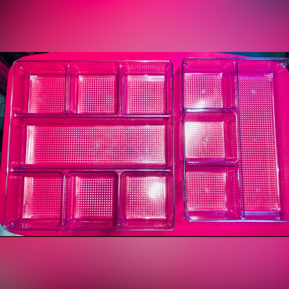 Set of 3 drawers organizer Seethrough sturdy glossy plastic Organizer Tray